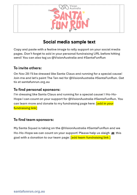 Santa Fun RUn Template - Social Media Sample Text