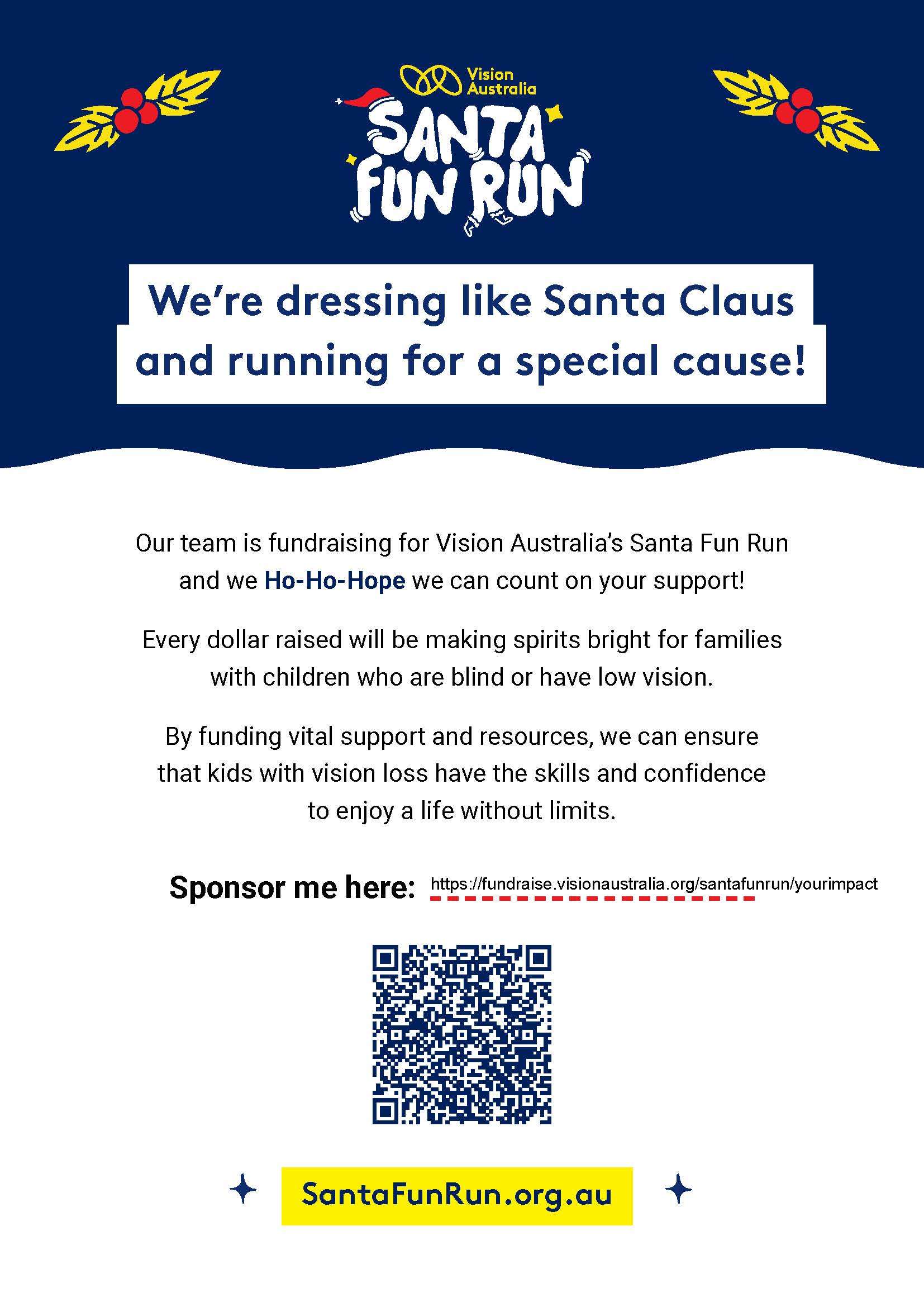 Santa Fun Run Poster - Support our Team