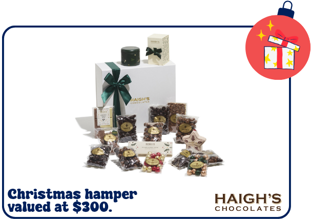 Haighs Chocolates Christmas hamper valued at $300