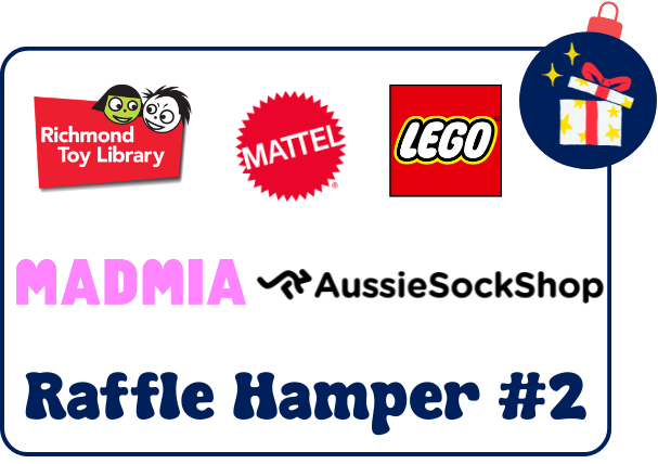 Raffle Hamper #2 logos of Aussie Sock Shop, LEGO, Mattel, Madmia and Richmond Toy Library Raffle Hamper #2 logos of Aussie Sock Shop, LEGO, Mattel, Madmia and Richmond Toy Library
