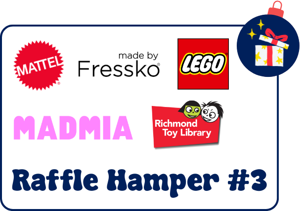 Raffle Hamper #2 logos of Aussie Sock Shop, LEGO, Mattel, made by Fressko, Madmia and Richmond Toy Library Raffle Hamper #2 logos of Aussie Sock Shop, LEGO, Mattel, made by Fressko, Madmia and Richmond Toy Library